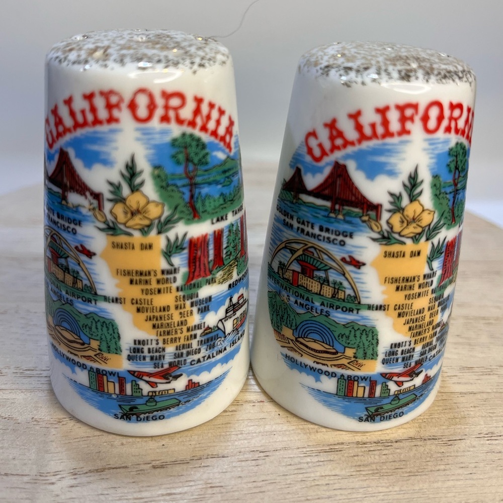 California Vintage Salt Pepper Shakers Ceramic Ceramic Travel Souvenir Japan